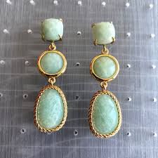 Natural Green Amazonite Drop Women Dangle Earrings Stud ...
