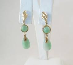 CHINESE Semi-Translucent JADEITE 14K GOLD Post Pierced ...