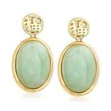 Ross-Simons Jewelry Jade "Good Fortune" Drop Earrings in ...