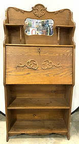 Antique Oak Larkins Flip Down Secretary Desk