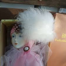 Brinn's Collectible Doll - 1989 pink satin art deco flapper doll porcelain music | eBay