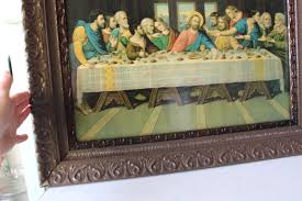 Vintage "last Supper" Picture in Huge Wood Frame (26x21) - Etsy