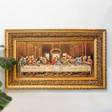 Last Supper Tapestry with Gold and Brown Frame | The ...