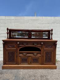Antique Victorian Buffet With Mirror: Carved Wood Sideboard ...