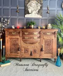 Antique Carved Solid Oak Sideboard, Restored Wood - Etsy