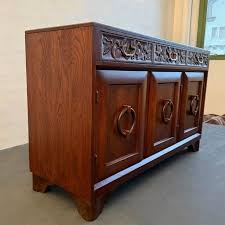 1940s Craftsman Carved Oak Sideboard Credenza by Old Hickory ...