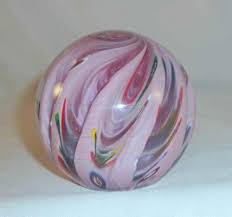 Vintage Blown Art Glass Paperweight Pink Swirl & Colorful ...