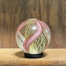 Antique German Handmade Yellow Latticinio Core Marble 11/16 ...