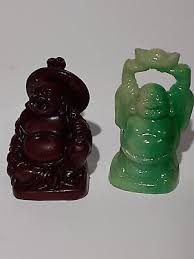 2 VINTAGE 2.5" RESIN BUDDA'S BROWN & GREEN | eBay