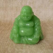 ANTIQUE CHINESE LIGHT GREEN PEKING GLASS SEATING HAPPY BUDDHA STATUE | eBay