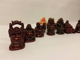 Happy Buddha Figurines Set • Miniatures Faux Cinnabar 2" | eBay