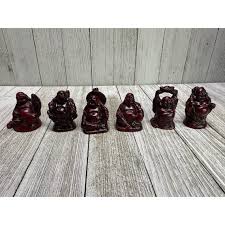Vtg Chinese Buddha Carved Figurines and Mirror Sculpture Statue Set of 6 - Etsy