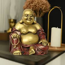 Happy Buddha Figurine Gold and Red Decorative Home Decor ...
