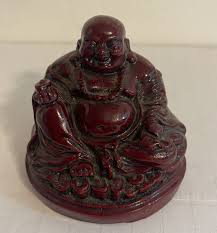 Vintage Asian Japanese Buddha Statue Small Size 3” x 3” Feng Shui Dark Red | eBay