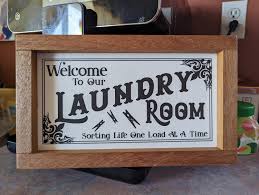 Farmhouse Sign - the Laundry Room - Mahogany Sawcut Frame - Etsy