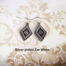 Victorian Style Antique Silver Drop Earrings, Sterling or SP Ear Wires, Diamond Shape Dangle Earrings, Lever Backs, Kidney Ear Wires - Etsy