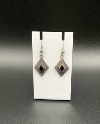 Vintage 70's Dangle Sterling Earrings Boho Hippie Artisian Onyx Native American | eBay