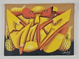 Vintage Original Signed Laurent Casimir Cubist Oil Painting 16x12 Haitian Art | eBay