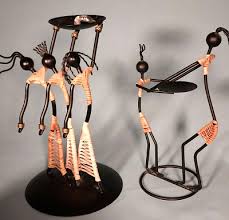 Candle Holders Tribal Art Dancers Set of (2) Wrought Iron ...