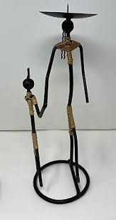 Mid-Century Danish Black Rattan Iron Candleholder by Laurids ...