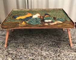 Vintage Hand Painted Roosters Chickens Farm Scene Folding ...