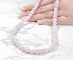 Pink Violet Jadeite Bead Necklace | Natural Burmese Grade A ...