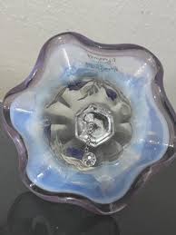 Vintage Fenton Glass Bell Iridescent Purple Floral HP ...