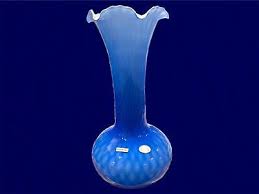 Vtg Murano Glass 14” Cased Blue Diamond Optic Vase Original ...