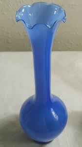 Vintage Cobalt Blue Milk Glass Bud Vase White Inside ...
