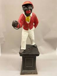 Cast Iron Black Americana Vintage Lawn Jockey On