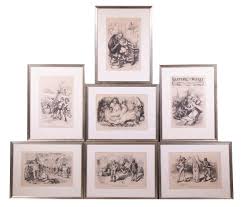 Lot - (7) FRAMED 1870'S "HARPER'S WEEKLY" ILLUSTRATIONS
