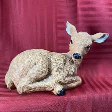 Vintage Carved Resin FAWN DOE DEER FIGURINE - Brown ...