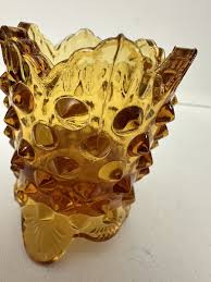 Vintage Fenton Amber Glass Hobnail Three Footed Toothpick ...