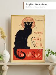 Le Chat Noir Poster: Vintage Black Cat Art Nouveau Print ...