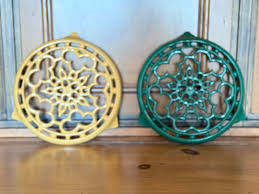 Two Vintage LE CREUSET Cast Iron Enamel Trivets 8 Made In France