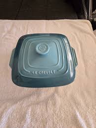 Le Creuset 10” Stonewear Baking Dish With Lid Square Ceramic Marseille Blue | eBay