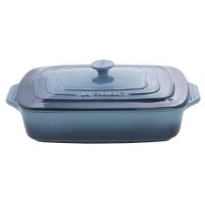 Le Creuset 3 1/2 qt Rectangular Marine Blue Enameled Stoneware Casserole Dish - 9"L x 5"W x 5"H