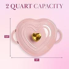 Amazon.com: Paris Hilton Enameled Cast Iron Dutch Oven Heart-Shaped Pot with Lid, Dual Handles, Works on All Stovetops, Oven Safe to 500°F, 2-Quart, Pink: Home & Kitchen