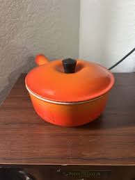 Le Creuset Sauce Pan Pot W/ Lid #18 Cast Iron Enamel Flame ...