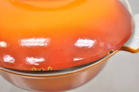 Vintage Descoware Mid Century Modern Cast Iron Orange Enamel ...