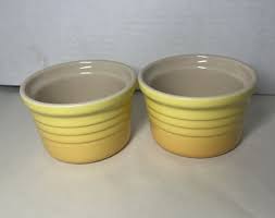 2 Yellow Ombre Le Creuset Ribbed Stoneware Custard Ramekins ...