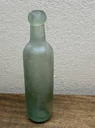 Antique Green Aqua Blown Glass Torpedo Round Bottom ~ Hutchison Bottle Blob Top | eBay