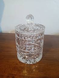 Vintage Clear Crystal Glass 4" Collectible Jam Vanity Candy Jar With Lid | eBay