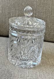 Vintage 6" x 3.5" Candy or Misc. Container with LId Lead Crystal Clear Glass | eBay