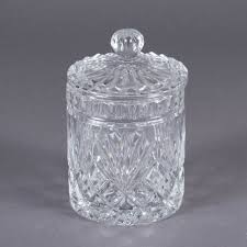 Vintage Czech Small Crystal Dresser Jar with Lid — SNH French Antiques & Collectibles