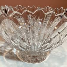 Stunning Heavy Lead Crystal Cut Glass Footed Bowl 8.75” Dia ...