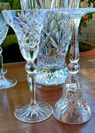 5 Crystal Wine and 2 Candlesticks MYSTIQUE Cristal D'arques ...