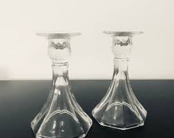 Vintage Pressed Crystal Glass Candlestick Holders - Elegant ...