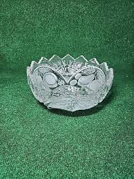 Large French Tazza Etched Crystal Fruit Dish 8.5" Crystal | eBay