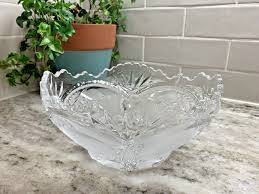 American Brilliant Oval Cut Glass Crystal Bowl Sawtooth Rim ...